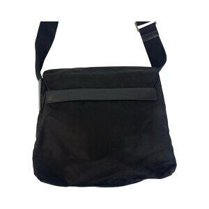 Prada messenger triangular bag Tessuto nylon leather shoulder logo plate black